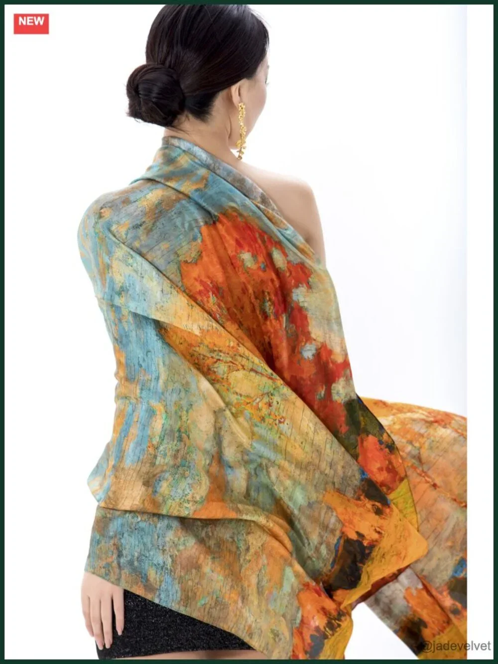 100% Mulberry Silk Jacquard Scarf Oversized Shawl Wrap with Gift Box